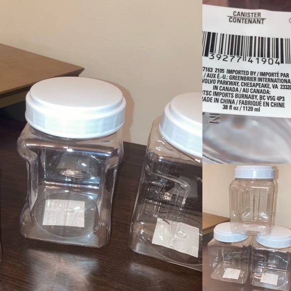 3pcs Food Storage Canister Set Stacking PET CRYSTAL Clear Plastic Containers - Picture 2 of 3